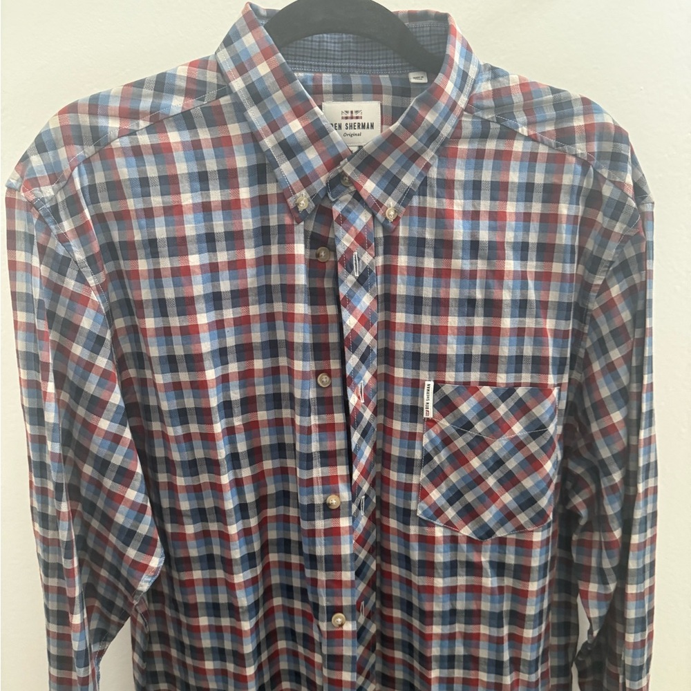 Ben Sherman Red and Blue Plaid Button Down Shirt
